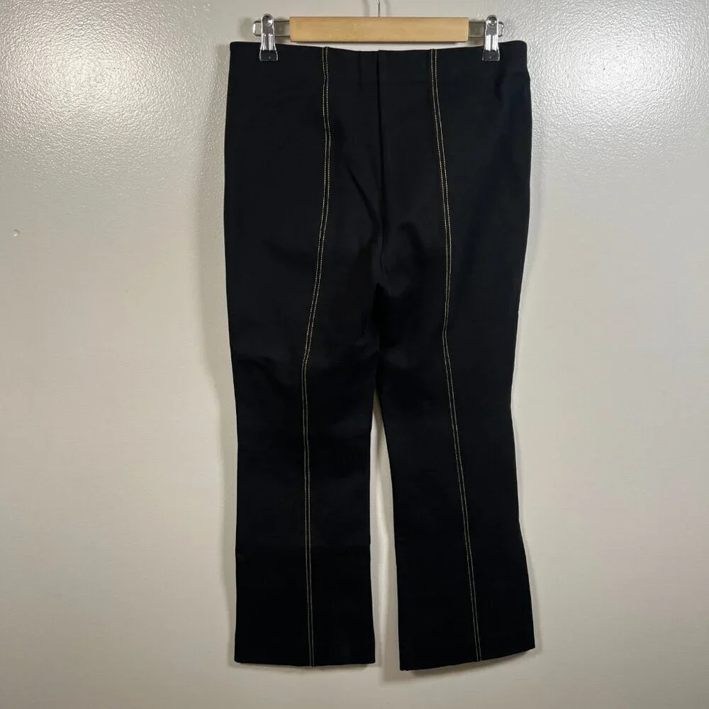 Anthropologie Essential Crop Flare Pants Size Small Black Pull On Work Office